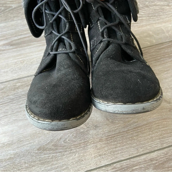 Sketchers Suede Leather Convertible Moto Combat Boots - Picture 6 of 15